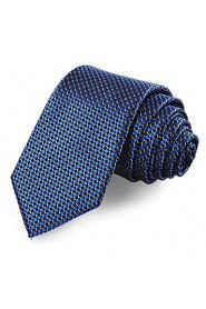 Men's Tie Blue Check Plaid Necktie With Gift Box Wedding/Business/Party/Cocktail/Casual