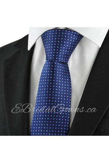 Men's Tie Dark Blue Polka Dots Necktie With Gift Box Wedding/Business/Party/Cocktail/Casual