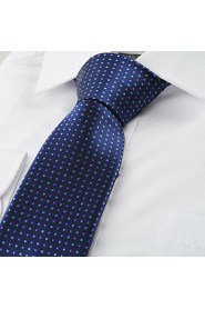 Men's Tie Dark Blue Polka Dots Necktie With Gift Box Wedding/Business/Party/Cocktail/Casual