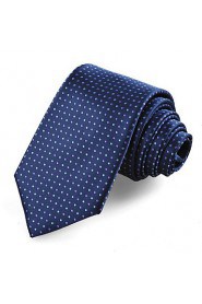 Men's Tie Dark Blue Polka Dots Necktie With Gift Box Wedding/Business/Party/Cocktail/Casual