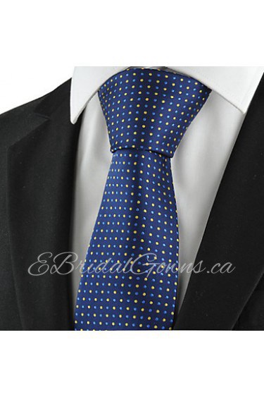 Men's Tie Blue Polka Dots Necktie With Gift Box Wedding/Business/Party/Cocktail/Casual