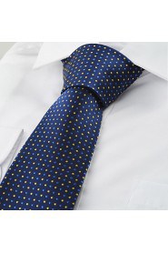 Men's Tie Blue Polka Dots Necktie With Gift Box Wedding/Business/Party/Cocktail/Casual