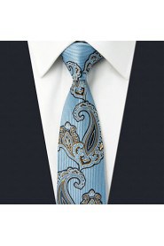 Men's Tie Navy Blue Paisley Skinny Necktie Fashion 100% Silk Business