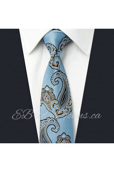 Men's Tie Navy Blue Paisley Skinny Necktie Fashion 100% Silk Business