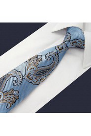 Men's Tie Navy Blue Paisley Skinny Necktie Fashion 100% Silk Business