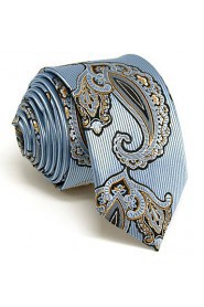 Men's Tie Navy Blue Paisley Skinny Necktie Fashion 100% Silk Business