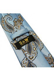 Men's Tie Navy Blue Paisley Skinny Necktie Fashion 100% Silk Business