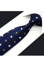 Men's Tie Navy Blue Dots Skinny Necktie Fashion 100% Silk Business