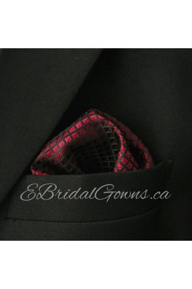 Solid Red Pocket Square Mens Hankies Hanky