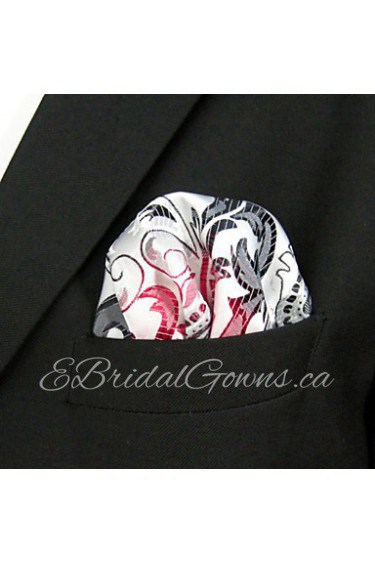 Paisley Gray Red Handkerchieves Mens Neckties Hanky Pocket Square