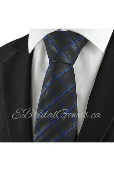 Men's Checked Pattern Microfiber Tie Formal Necktie Wedding Holiday With Gift Box (3 Colors Available)