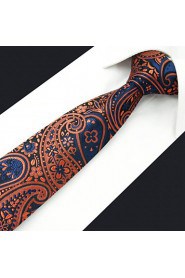 Men's Tie Burgundy Paisley Skinny Necktie Fashion 100% Silk Business