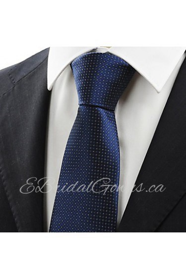 Men's Navy Dark Blue Dot Necktie Business Work Casual Tie With Gift Box