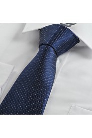 Men's Navy Dark Blue Dot Necktie Business Work Casual Tie With Gift Box