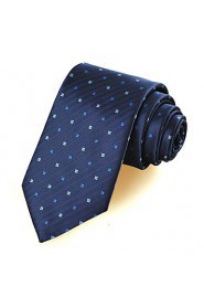 Men's Navy Dark Blue Flora Dot Necktie Wedding Formal Business Work Casual Tie With Gift Box