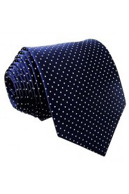 Men's Business Polka Dots Navy Blue Silk Necktie