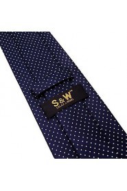 Men's Business Polka Dots Navy Blue Silk Necktie