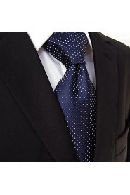 Men's Business Polka Dots Navy Blue Silk Necktie