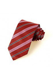 Men's Red Black Pink Striped Microfiber Tie Necktie Wedding Party Holiday With Gift Box