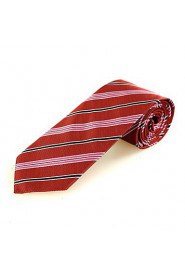 Men's Red Black Pink Striped Microfiber Tie Necktie Wedding Party Holiday With Gift Box