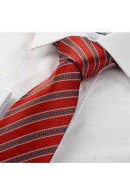 Men's New Red Grey Striped Microfiber Tie Necktie For Wedding Party Holiday With Gift Box