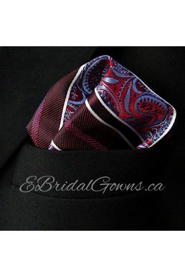 Paisley Blue Red White Pocket Square Mens Hankies Hanky