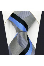 Men's Tie Gray Stripes Fashion 100% Silk Business