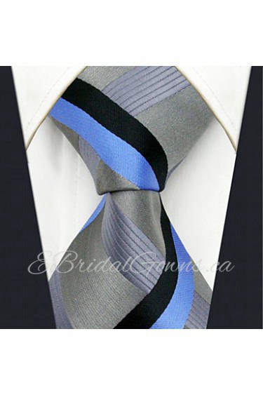 Men's Tie Gray Stripes Fashion 100% Silk Business