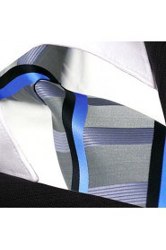 Men's Tie Gray Stripes Fashion 100% Silk Business