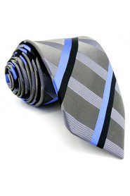 Men's Tie Gray Stripes Fashion 100% Silk Business