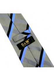 Men's Tie Gray Stripes Fashion 100% Silk Business