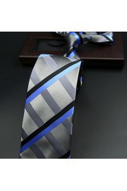 Men's Tie Gray Stripes Fashion 100% Silk Business