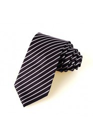 Men's Striped White Purple Black Microfiber Tie Necktie For Wedding Party Holiday With Gift Box