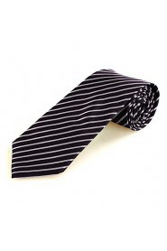 Men's Striped White Purple Black Microfiber Tie Necktie For Wedding Party Holiday With Gift Box