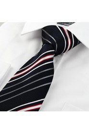 Men's Red White Striped Black Blue Microfiber Tie Necktie For Wedding Party Holiday With Gift Box