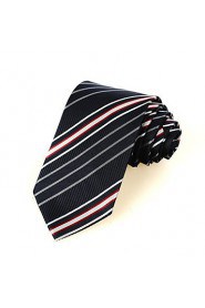 Men's Red White Striped Black Blue Microfiber Tie Necktie For Wedding Party Holiday With Gift Box