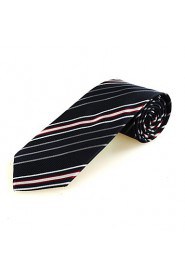 Men's Red White Striped Black Blue Microfiber Tie Necktie For Wedding Party Holiday With Gift Box