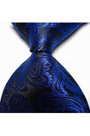 Men Wedding Cocktail Necktie At Work Black Blue Flower Tie