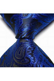 Men Wedding Cocktail Necktie At Work Black Blue Flower Tie