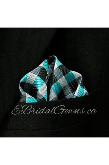 Men's Casual Check Pattern Multicolor Silk Handkerchief