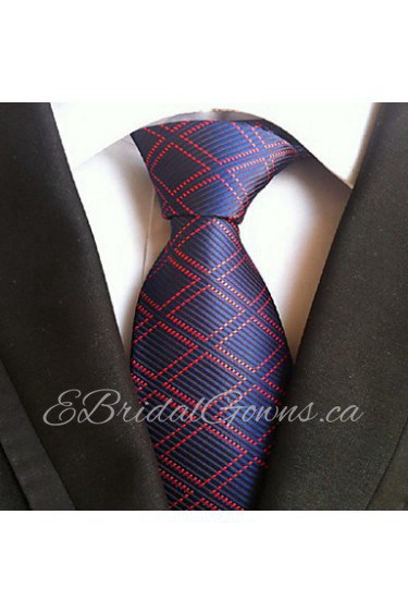 Men Wedding Cocktail Necktie At Work Blue Red Cross Tie