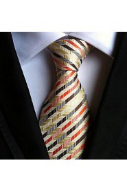 Men Wedding Cocktail Necktie At Work Beige Red Colors Tie