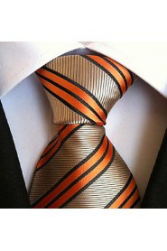 Men Wedding Cocktail Necktie At Work Beige Orange Colors Tie