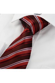 Men's New Striped Red Black Microfiber Tie Necktie For Wedding Party Holiday With Gift Box