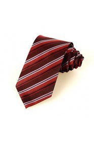 Men's New Striped Red Black Microfiber Tie Necktie For Wedding Party Holiday With Gift Box