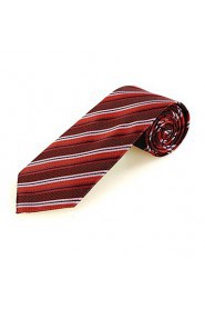 Men's New Striped Red Black Microfiber Tie Necktie For Wedding Party Holiday With Gift Box