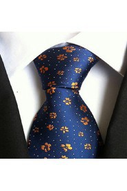 Men Wedding Cocktail Necktie At Work Blue Yellow Flower Tie