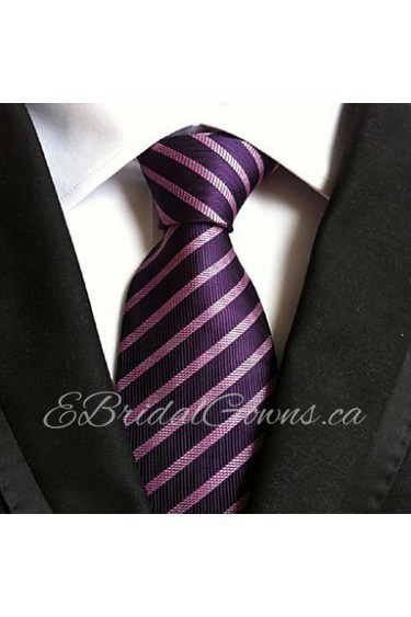 Men Wedding Cocktail Necktie At Work Purple Black Tie