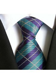 Men Wedding Cocktail Necktie At Work Purple Blue Cross Tie