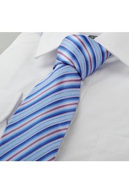 Men's Striped Pink Blue Microfiber Tie Necktie For Wedding Party Holiday With Gift Box